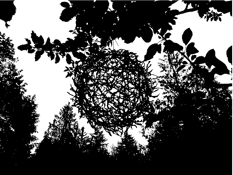 metal ball silhouette & tree tops